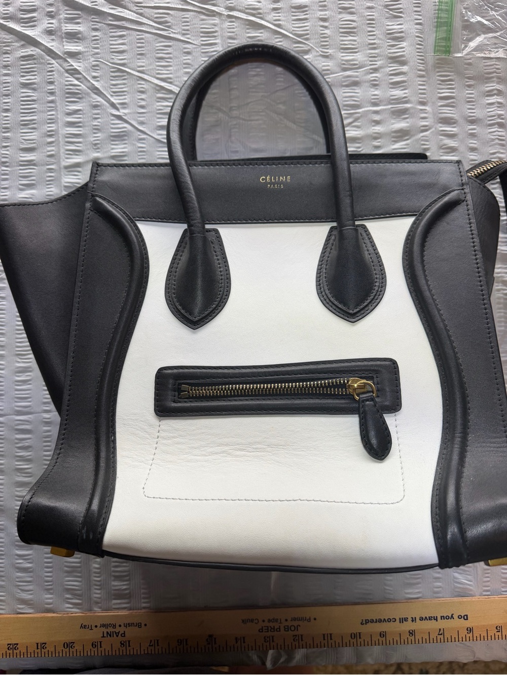 Celine Black and White Mini Luggage Tote - Picture 2 of 8